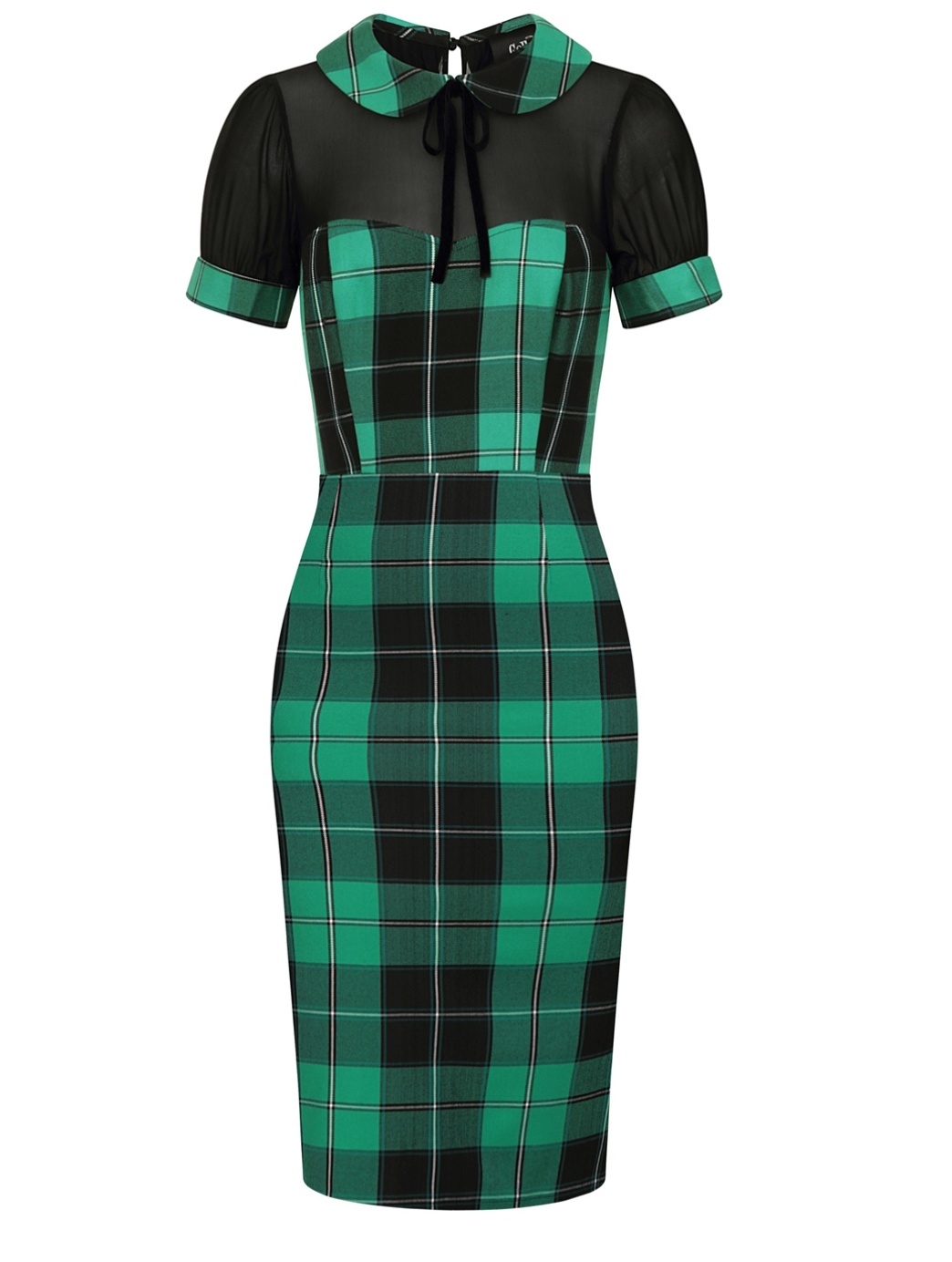 NOW ON SALE! The Mac Foliage Check Pencil Dress by Collectif Mainline